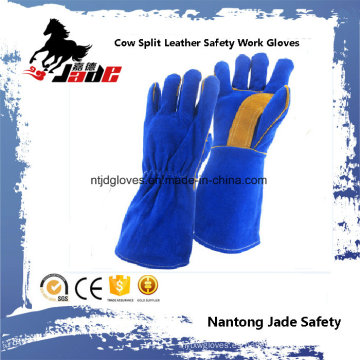 Cuero de vaca de cuero dividido mano industrial de seguridad de soldadura guante de trabajo